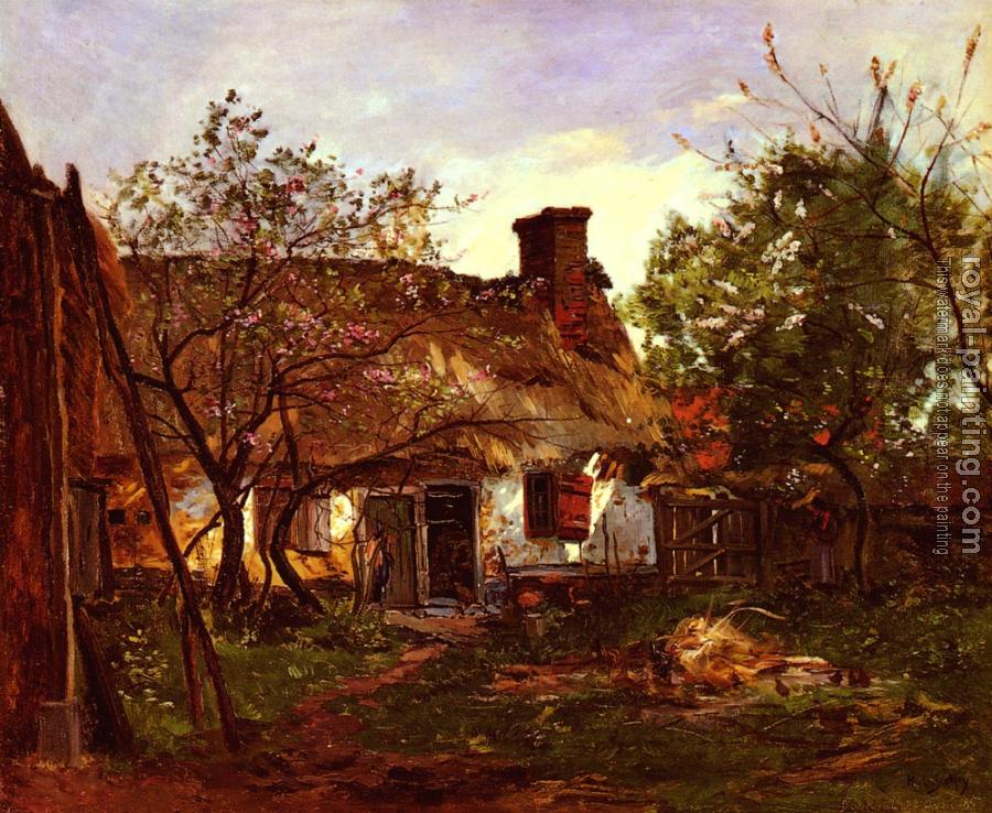 Hippolyte Camille Delpy : Thatched Cottage in Berneval